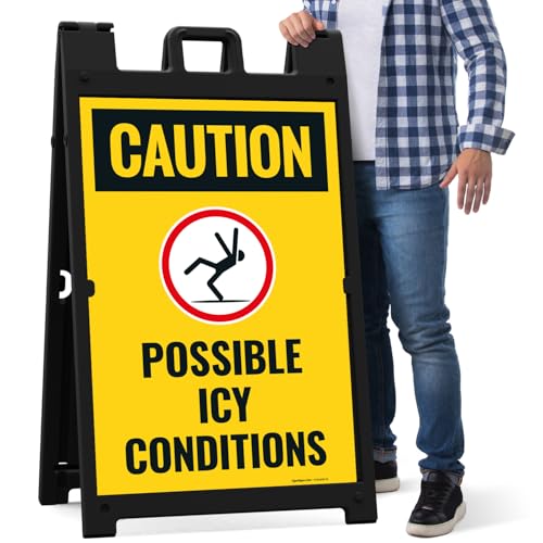 Caution Possible Ice Conditions Sign Kit, - size: 24x36 Inches, style: A-frame + 2 Panel Kit