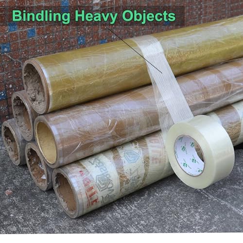 BOMEI PACK 18PACK Fiber Reinforced Packing Tape, 5.5Mil 2Inx 55Yds, Heavy Duty Strapping Tape 2inch - size: 18Rolls (2inch x 55yds)