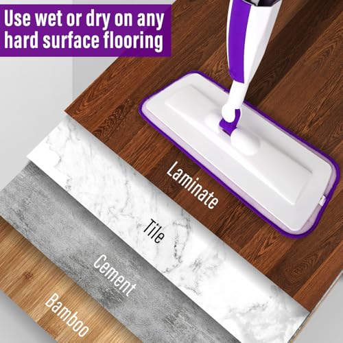 Microfiber Hardwood Floor Spray Mop with 3 Pads & Refillable Bottle - color: 07-striped Purple