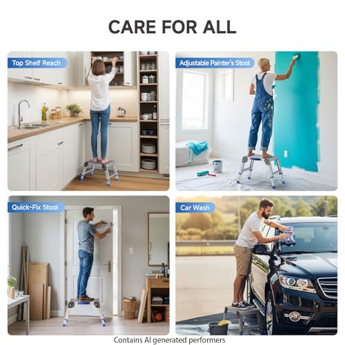 Loyoda Folding Step Stool for Adults, Portable Aluminum Work Platform 440lb - size: Regular