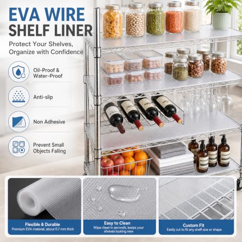 16X197 Inch Shelf Liners for Wire Shelves Clear Kitchen Drawer Liners - size: 197"W x 16"L