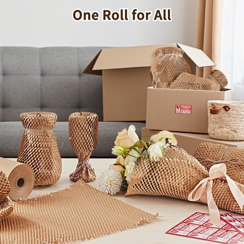 JARLINK Honeycomb Packing Paper, 15" x 200' Packing Wrap Roll for Packing - size: 15"x 200'