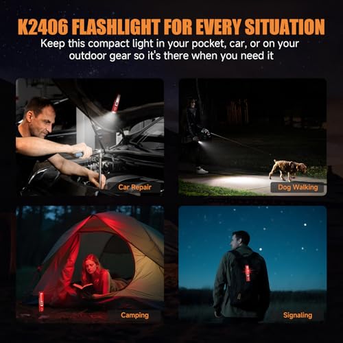 Rechargeable Magnetic Small Powerful Flashlights, Bright Pocket Flashlight - color: Red