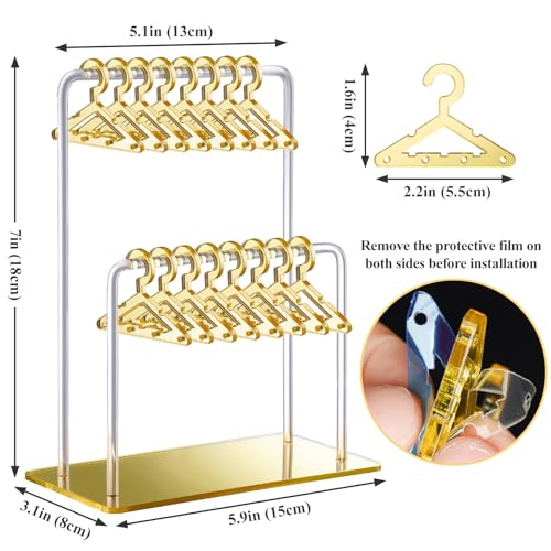 NiHome 2-Tier Earring Holder Organizer, 48 Pairs Acrylic Display, Gold - color: Gold, size: Without Tray