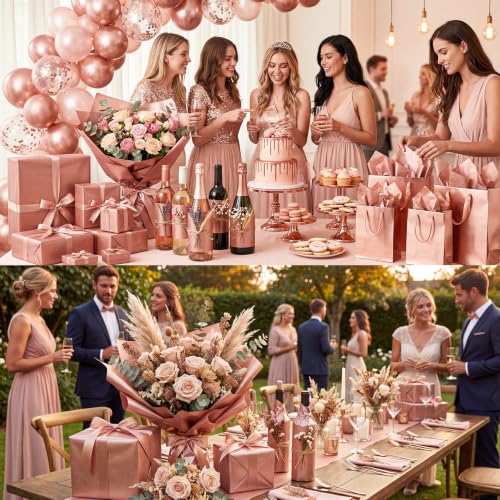 woric 110 Sheets Rose Gold Tissue Paper Bulk 20 x 14 Inch - color: Metallic Rose Gold