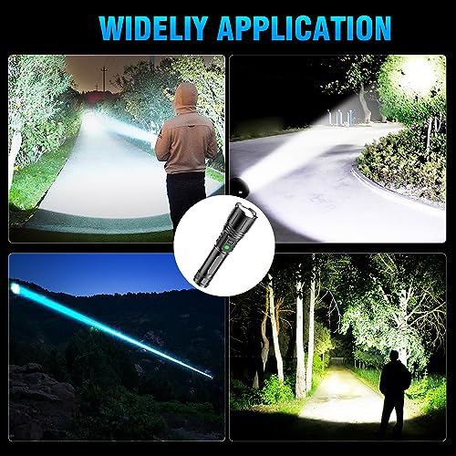 Rechargeable Flashlights High Lumens - 2000 Lumens Long Beam Super Bright LED Flash Light with Power Display & IPX5 Waterproof for Camping, 20H Runtime,5 Modes,Zoomable Handheld Flashlight,3pcs - color: Standard 3pcs