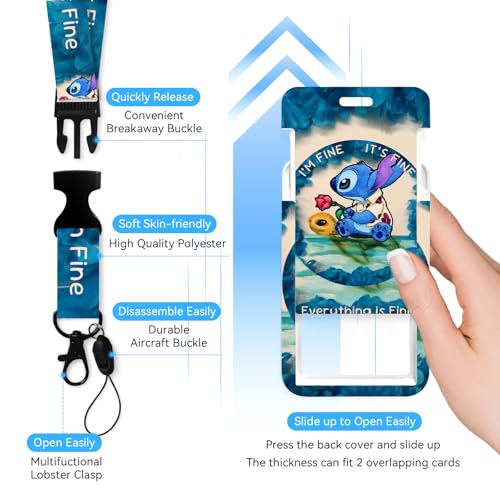 Anime Id Badge Holder with Lanyard,Retractable Badge Holders Reels,Colorful Breakaway Lanyards for ID Badges,Cute Fashion Key Chain Keychains,Badge Clips for School Office Women Teen Kid 1 - color: Anime 1