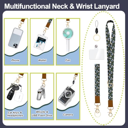 Blue Daisy Lanyard Wallet with ID Card Holder,Small Wallet for Women with Zipper Coin Pocket,Slim RFID Blocking ID Badge Holder Keychain,Travel Card Case with ID Window for Teacher Student Nurse Gifts - color: Blue White Daisy