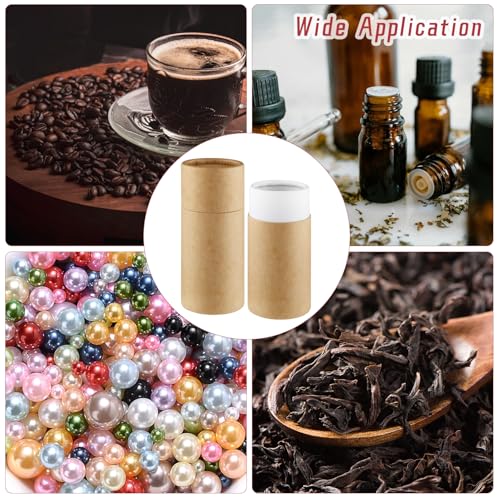 12 Pcs 50ml/1.7oz Kraft Paper Jar Empty Cardboard Boxes Round Cardboard Gift Packaging Tube Container with Lid for Crafts Tea Coffee Cosmetic - Brown - color: Brown, size: 50ml/1.7oz