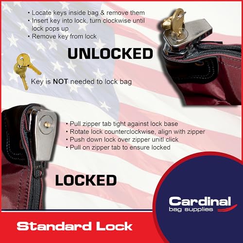 Large Locking Document Bag, Black, 16 x 20 inch - color: Burgundy
