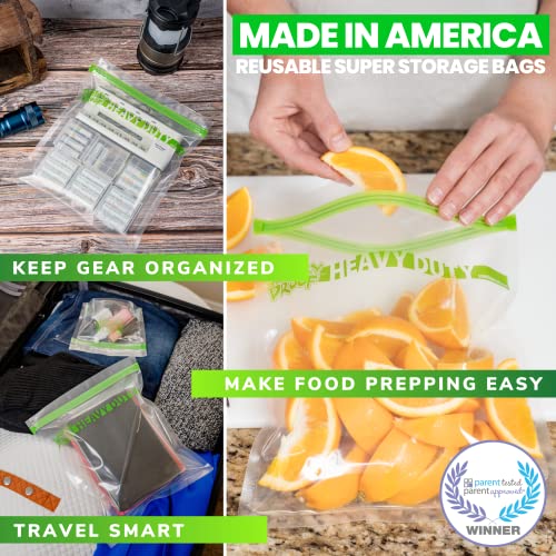 REUSABLE STORAGE BAGS BUNDLE by Smelly Proof - Heavy Duty 5mil, USA Made NO PEVA & BPA FREE Dishwasher-Safe Triple Zip Clear Flat Design - 5 Gallon & 5 Quart Sizes Combo Pack