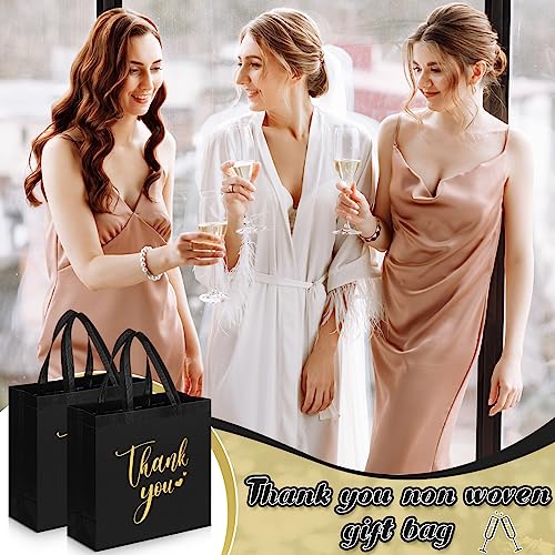 Sweetude 30 Thank You Non Woven Gift Bag, 11 x 12 x 5 Inch, Black - color: Black, size: 11 X 12 X 5 Inch