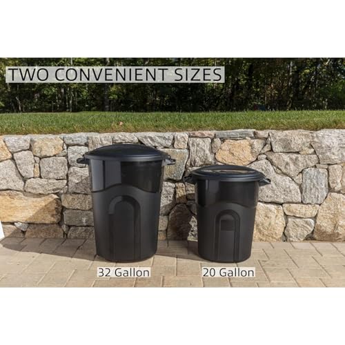 32 Gallon Trash can, Outdoor Garbage can with Handles & Click Lock Lid, Indoor or Outdoor Durable