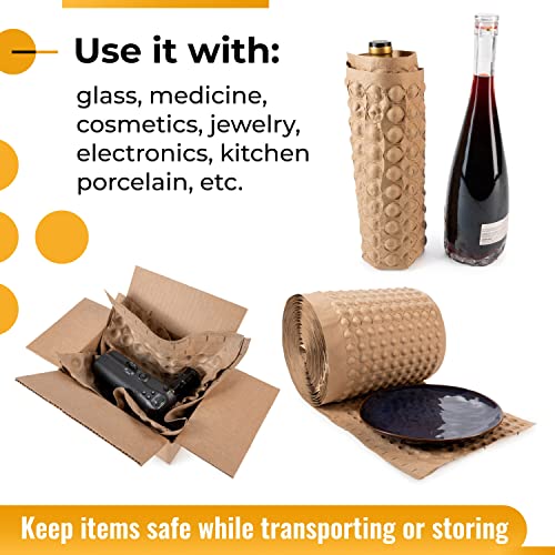 IDL Packaging 12" x 100' Paper Bubble Cushioning Wrap - Earth-Friendly Alternative to Plastic Bubbles - 3/4" Bubble Size - Packing Material for Moving, Shipping, and Storing