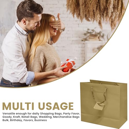 Novel Box Gold Gift Bags with Handles 10 Pack 4.75x3.25x6.75 Inches - color: Gold, size: Small
