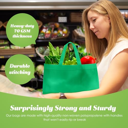 Reginary 100 PCS Non Woven Tote Bags Bulk,Green - color: Green