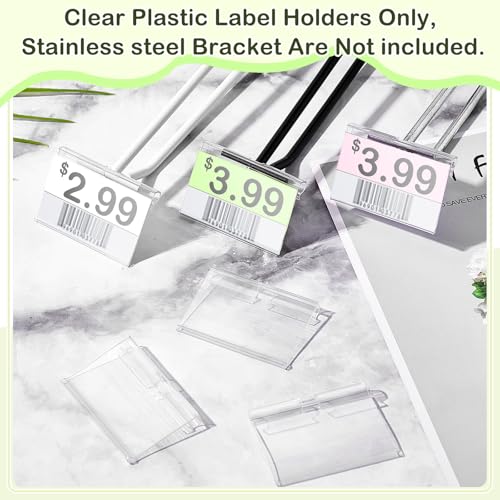 Tatuo 400 Plastic Label Holders for Wire Shelf, Reusable Clip, Clear - color: Clear