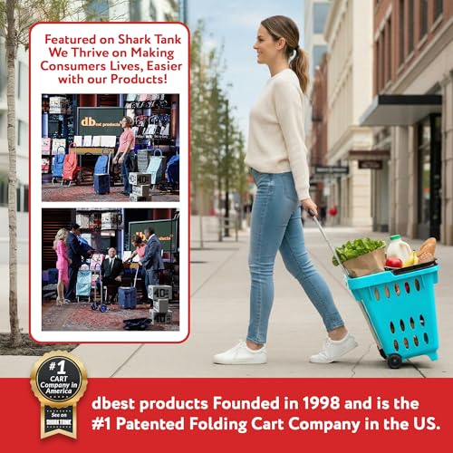 dbest products GoCart,Teal Grocery Cart Shopping Laundry Basket on Wheels - color: Teal, style: Standard