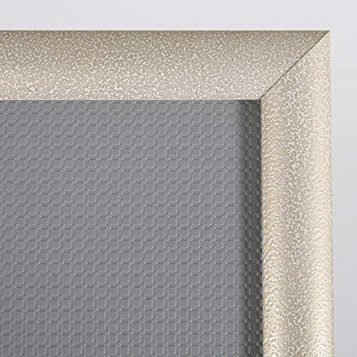 M&T Displays Curved Menu Board, 11x17 Inch Pedestal Sign Holder with 8.5x11 Inch Brochure Holder White Pearlic Floor Standing Aluminum Front Loading Easy Open Poster Message Advertisement Post - color: White Pearlic, size: 11x17