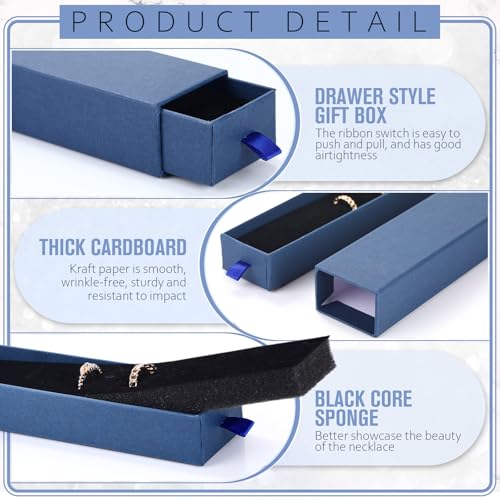 Kenning 36 Pcs Jewelry Gift Box for Necklace Bulk Sliding Drawer - color: Dark Blue