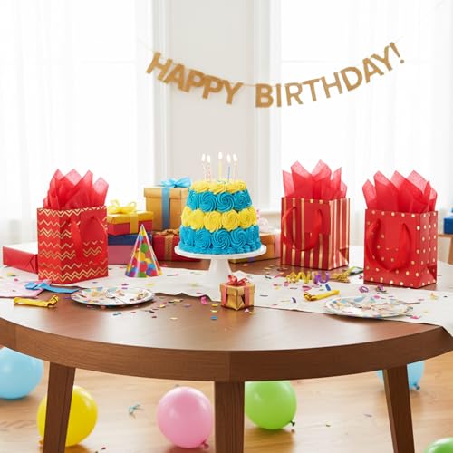 Tenare 12 Pcs Small Gift Bags Bulk,4 x 2.75 x 4.5 Inch,Red Gold - color: Red Gold, size: 4 x 2.75 x 4.5 Inch