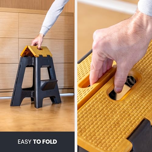 Vigar Compact Folding Step Stool, 16 in 2 Step, Black Bamboo Print - color: Black Bamboo Print, size: 16-Inches, 2-Step Stool