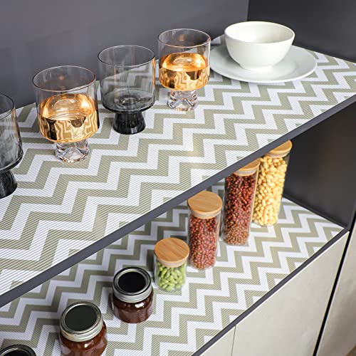 Glotoch Drawer Liner and Shelf Liner, 12"W x 240"L, Gray and White Chevron - color: Chevron, size: 12"W x 240"L