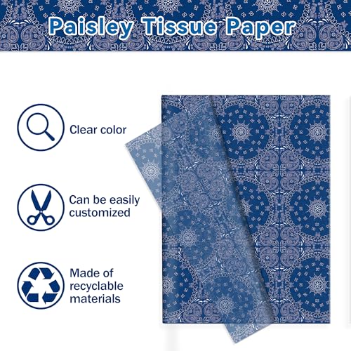 Premium Paisley Tissue Paper, Black Red Blue, 13.8x19.7 Inch, 60 Pieces, Gift Wrapping Paper