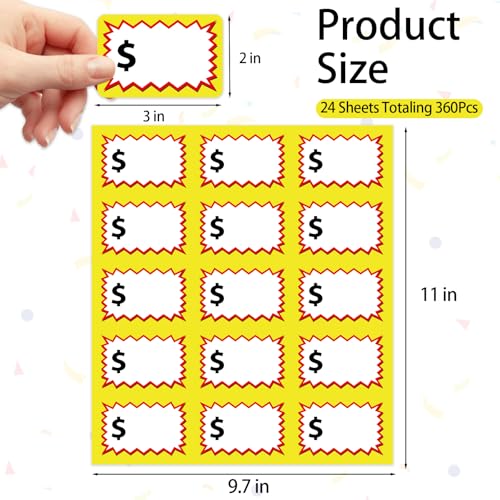 360 Multi-Use Garage Sale Stickers - 360Pcs Removable Adhesive Labels with Space to Write Pricing for Retail Yard Sales & Flea Markets - color: White