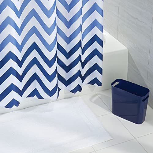 mDesign Plastic Small Trash Can, 1.5 Gallon/5.7-Liter Wastebasket, Narrow Garbage Bin with Handles for Bathroom, Laundry, Home Office - Holds Waste, Recycling, 10" High, Aura Collection, Navy Blue - color: Navy