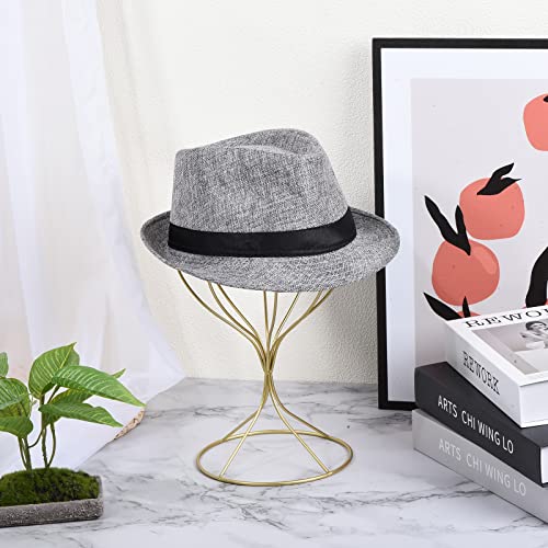 uxcell Metal Hat Display Stand 2 Pack Tabletop Hat and Wig Rack Modern Women Closet Holder for Baseball Cap, Fedora Hat, Cowboy Hat - Gold - color: Gold