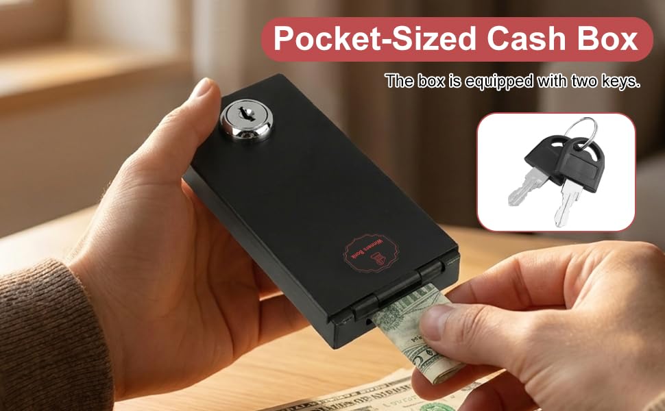 Winners Bank for Gamblers, Portable Pocket-Size Metal Cash Box with Key, Casino Money Safe for Storing and Taking Your Winnings Home
