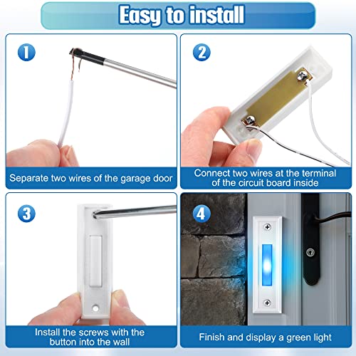 1 Pack Wired Lighted Doorbell Button, Blue LED Switch, White, Bule Light - color: White, Bule Light