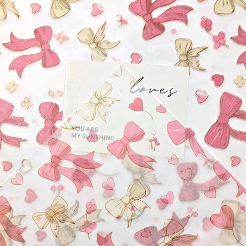 LIAPAWPAW Tissue Paper with Cute Bows & Hearts Pattern 60 Sheets 20x14, Pink and White Tissue Paper for Gift Bags, Boxes & Crafts, Fancy Girly Gift Wrapping for Valentine's Day, Birthday, Baby Shower - color: Pink And White