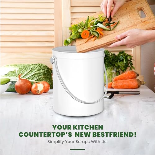 Utopia Kitchen Countertop Compost Bin 1.3 Gallon, Stainless Steel, White - color: White, size: 1.3 Gallon (Pack of 1)