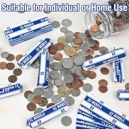 THEBLUETOUCH 100 pcs White Kraft Flat Coin Wrappers for Nickels - size: 100 Nickel Only