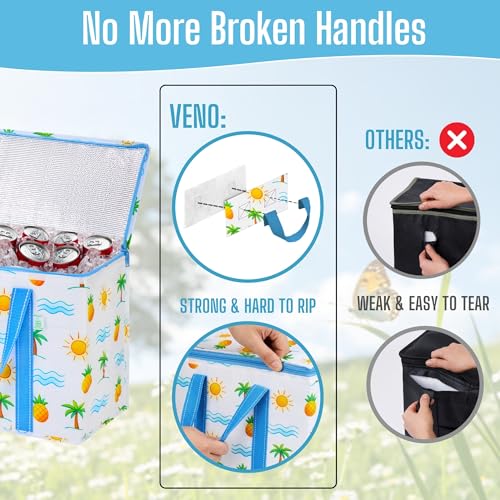 VENO 2 Pack Cooler Bag Insulated Grocery Bags for Food Delivery Heavy Duty - color: Tropical Island, size: 2 Pack