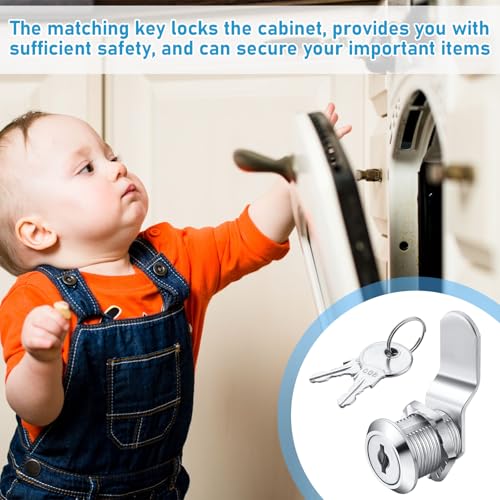 Kenning 24 Sets 3/4'' Fits on 0.5'' Max Cabinet Locks with Keys for Secure Drawer Mailbox Rv Storage Box Replacement Lock, Zinc Alloy - size: 1-3/4 Inch