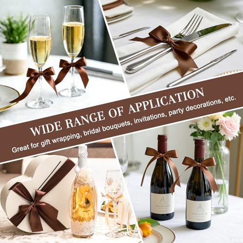 Brown Satin Ribbon, 1/2 Inch, 50 Yards - color: brown
