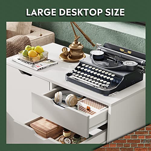 DEVAISE 5-Drawer Wood Drawer Cabinet, Office Storage Cabinet, White - color: White