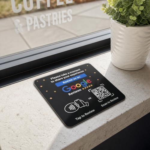 NFC Tap Google Review Acrylic Plate, Black, Compact 3.9", 1-PLATE - color: Black, size: 3.94" - 1 PLATE
