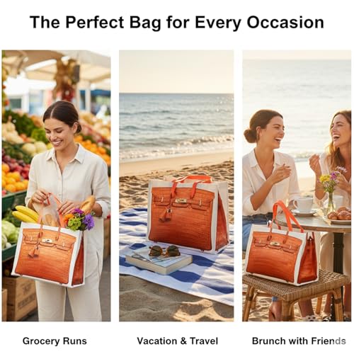 Chic Canvas Tote with Luxury-Inspired Print – Funny Gift Bag for Women, Stylish Holiday Present, Foldable Everyday Carryall