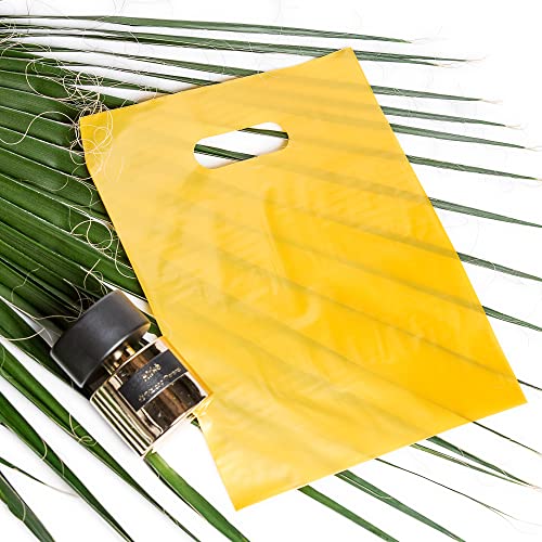 Choice Marts 100 Gold Plastic Bags With Handles 9x12 Merchandise Bags - color: Gold