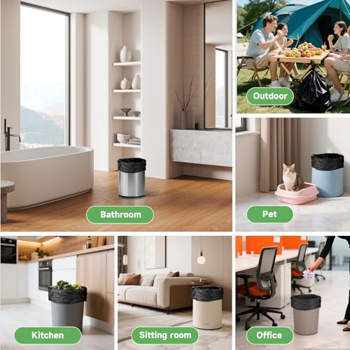 Compostable 4 Gallon Trash Bags - 100 Count Unscented Clear Black Small Kitchen Garbage Bag Strong Thick, Leakage-Free Perfect for Bathroom, Bedroom, and Office Waste Baskets - color: Bio-4Gal-Black100