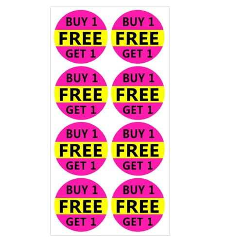 Buy One Get One Sale Pricing Labels,1.5 inch Round Discount Retail Food Stickers for Grocery Stores, Supermarkets, Bakeries, Convenience Stores (504 Pcs)