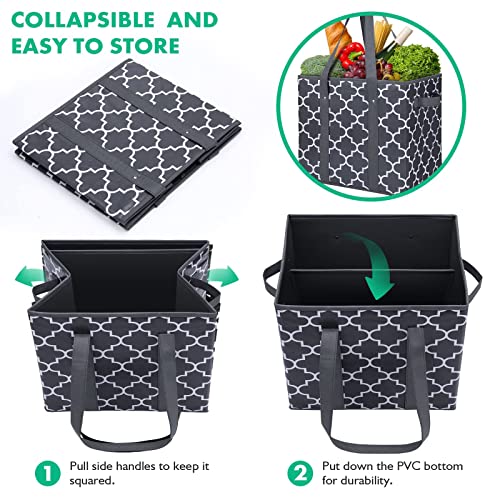 Reusable Grocery Bags 2Pack Foldable Washable Large Storage Bins, Dark Grey - color: Dark Grey, size: 2 Pack