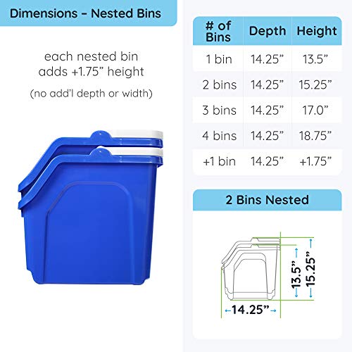 Recycling Rules! 6 Gallon Stackable Recycling Bin Container in Blue, Eco-Friendly Handy Recycle Bin with Easy-to-Carry Handle, 2-Pack - size: 2-pack