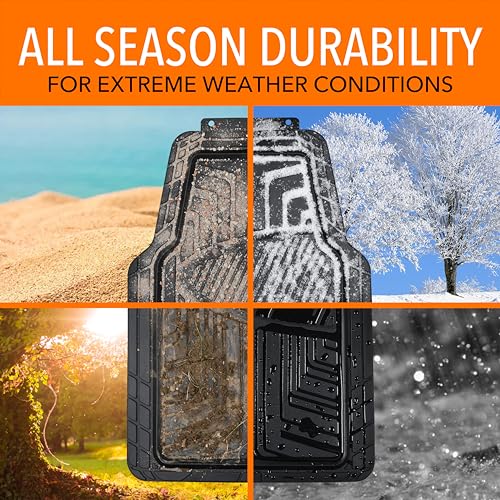 Amazon Basics 2-Piece Premium All-Season Anti-Slip Rubber Floor Mats for Cars, SUVs and Trucks, Universal Trim to Fit, Black