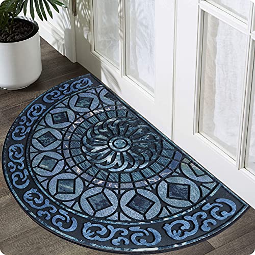 ubdyo Warm & Stylish Front Door Mat - Doormat Entrance - Blue, 23" x 36" - color: XL Blue Round