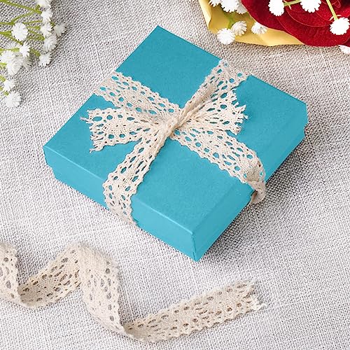 Cardboard Jewelry Boxes 10 Pack - 3.5"x3.5"x1" Bulk Cotton Filled Small Gift Boxes with Lids for Jewelry Packaging (Baby Blue) - color: Baby Blue